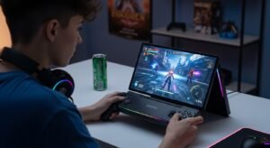 Person gaming on Unitv V10